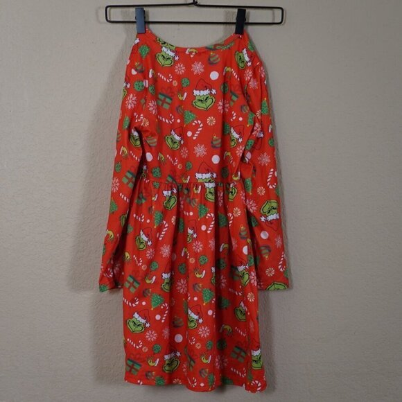 Girls Grinch Dress Printed Twirl Dr Suess Christmas Long Sleeve Play Condition 1 - Picture 5 of 5